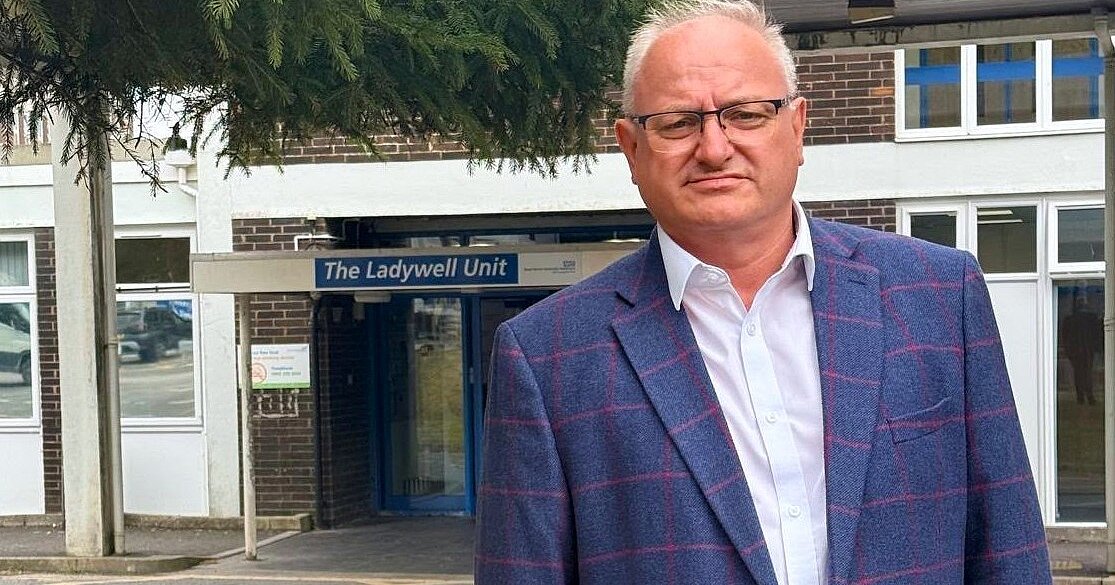 Ian Roome MP outside North Devon District Hospital Maternity Services